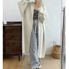 image:imagechouyatou Womens Casual Hooded Long Cardigan Sweaters Slouchy Oversized Knitted Duster Trench Coat Outerwear JacketBeige White