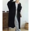 image:imagechouyatou Womens Casual Hooded Long Cardigan Sweaters Slouchy Oversized Knitted Duster Trench Coat Outerwear JacketBlack