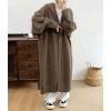image:imagechouyatou Womens Casual Hooded Long Cardigan Sweaters Slouchy Oversized Knitted Duster Trench Coat Outerwear JacketCoffee
