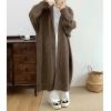 image:imagechouyatou Womens Casual Hooded Long Cardigan Sweaters Slouchy Oversized Knitted Duster Trench Coat Outerwear JacketCoffee