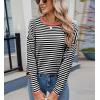 image:imagechouyatou Womens Casual Striped Crewneck Sweaters 2025 Color Block Long Sleeve Knitted Sweater TopsBlack