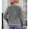 image:imagechouyatou Womens Casual Striped Crewneck Sweaters 2025 Color Block Long Sleeve Knitted Sweater TopsBlack