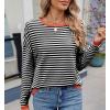 image:imagechouyatou Womens Casual Striped Crewneck Sweaters 2025 Color Block Long Sleeve Knitted Sweater TopsBlack