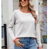 image:imagechouyatou Womens Casual Striped Crewneck Sweaters 2025 Color Block Long Sleeve Knitted Sweater TopsGray