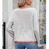 image:imagechouyatou Womens Casual Striped Crewneck Sweaters 2025 Color Block Long Sleeve Knitted Sweater TopsGray