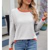 image:imagechouyatou Womens Casual Striped Crewneck Sweaters 2025 Color Block Long Sleeve Knitted Sweater TopsGray
