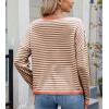 image:imagechouyatou Womens Casual Striped Crewneck Sweaters 2025 Color Block Long Sleeve Knitted Sweater TopsKhaki