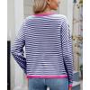 image:imagechouyatou Womens Casual Striped Crewneck Sweaters 2025 Color Block Long Sleeve Knitted Sweater TopsNavy