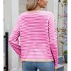 image:imagechouyatou Womens Casual Striped Crewneck Sweaters 2025 Color Block Long Sleeve Knitted Sweater TopsRose Khaki