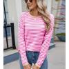 image:imagechouyatou Womens Casual Striped Crewneck Sweaters 2025 Color Block Long Sleeve Knitted Sweater TopsRose Khaki