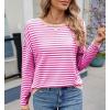 image:imagechouyatou Womens Casual Striped Crewneck Sweaters 2025 Color Block Long Sleeve Knitted Sweater TopsRose Khaki