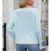 image:imagechouyatou Womens Casual Striped Crewneck Sweaters 2025 Color Block Long Sleeve Knitted Sweater TopsSky Blue