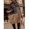 image:imagechouyatou Womens Color Block Leopard Print Open Front Hooded Long Knit Cardigan Sweaters with PocketsBrown