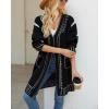 image:imagechouyatou Womens Color Block Vertical Striped Open Front Y2k Graffiti Print Fake Pocket Long Cardigan SweaterBlack