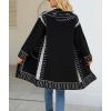 image:imagechouyatou Womens Color Block Vertical Striped Open Front Y2k Graffiti Print Fake Pocket Long Cardigan SweaterBlack