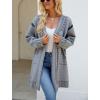 image:imagechouyatou Womens Color Block Vertical Striped Open Front Y2k Graffiti Print Fake Pocket Long Cardigan SweaterGray