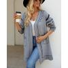 image:imagechouyatou Womens Color Block Vertical Striped Open Front Y2k Graffiti Print Fake Pocket Long Cardigan SweaterGray