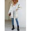 image:imagechouyatou Womens Color Block Vertical Striped Open Front Y2k Graffiti Print Fake Pocket Long Cardigan SweaterWhite