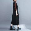 image:imagechouyatou Womens Cute Sleeveless Overall Knit Sweater Dress Jumper Midi Crewneck Maxi Long Tank DressBlack