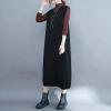 image:imagechouyatou Womens Cute Sleeveless Overall Knit Sweater Dress Jumper Midi Crewneck Maxi Long Tank DressBlack