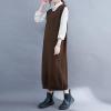 image:imagechouyatou Womens Cute Sleeveless Overall Knit Sweater Dress Jumper Midi Crewneck Maxi Long Tank DressBrown