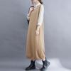 image:imagechouyatou Womens Cute Sleeveless Overall Knit Sweater Dress Jumper Midi Crewneck Maxi Long Tank DressKhaki