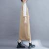 image:imagechouyatou Womens Cute Sleeveless Overall Knit Sweater Dress Jumper Midi Crewneck Maxi Long Tank DressKhaki