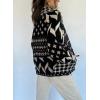 image:imagechouyatou Womens Fall Geometric Pattern Sweater Cardigan Shawl Collar Chunky Knit Coatigan with PocketsBlack