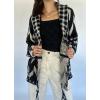 image:imagechouyatou Womens Fall Geometric Pattern Sweater Cardigan Shawl Collar Chunky Knit Coatigan with PocketsBlack