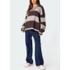 image:imagechouyatou Womens Fall Knitwear 2025 VNeck Pullover Sweater Color Block Cable Knit Sweaters Jumper TopsCoffee