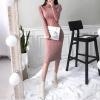 image:imagechouyatou Womens Fall Sexy Bodycon Pencil Turtleneck Cable Knit Midi Sweater Dress Pullover Sweater DressPink