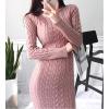 image:imagechouyatou Womens Fall Sexy Bodycon Pencil Turtleneck Cable Knit Midi Sweater Dress Pullover Sweater DressPink