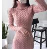 image:imagechouyatou Womens Fall Sexy Bodycon Pencil Turtleneck Cable Knit Midi Sweater Dress Pullover Sweater DressPink