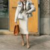 image:imagechouyatou Womens Fall Sexy Bodycon Pencil Turtleneck Cable Knit Midi Sweater Dress Pullover Sweater DressWhite