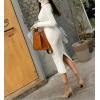 image:imagechouyatou Womens Fall Sexy Bodycon Pencil Turtleneck Cable Knit Midi Sweater Dress Pullover Sweater DressWhite