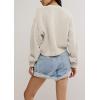 image:imagechouyatou Womens Fall Y2K Long Sleeve Button Down Cardigan Sweater Loose Casual Ribbed Knit Crop CardiganApricot