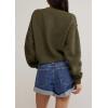image:imagechouyatou Womens Fall Y2K Long Sleeve Button Down Cardigan Sweater Loose Casual Ribbed Knit Crop CardiganArmy Green