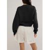 image:imagechouyatou Womens Fall Y2K Long Sleeve Button Down Cardigan Sweater Loose Casual Ribbed Knit Crop CardiganBlack