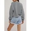 image:imagechouyatou Womens Fall Y2K Long Sleeve Button Down Cardigan Sweater Loose Casual Ribbed Knit Crop CardiganGrey