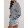 image:imagechouyatou Womens Fall Y2K Long Sleeve Button Down Cardigan Sweater Loose Casual Ribbed Knit Crop CardiganGrey