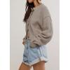 image:imagechouyatou Womens Fall Y2K Long Sleeve Button Down Cardigan Sweater Loose Casual Ribbed Knit Crop CardiganKhaki