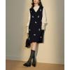 image:imagechouyatou Womens Floral Embroidered Sweater Overall Jumper Dress Sleeveless A Line Tank Knit Midi Long DressBlack