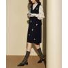 image:imagechouyatou Womens Floral Embroidered Sweater Overall Jumper Dress Sleeveless A Line Tank Knit Midi Long DressBlack