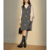 image:imagechouyatou Womens Floral Embroidered Sweater Overall Jumper Dress Sleeveless A Line Tank Knit Midi Long DressGray