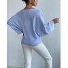 image:imagechouyatou Womens Floral Print Pullover Sweaters Cute Flower Embroidered Batwing Sleeve Loose Fit Cropped Sweater TopBlue