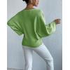 image:imagechouyatou Womens Floral Print Pullover Sweaters Cute Flower Embroidered Batwing Sleeve Loose Fit Cropped Sweater TopLight Green