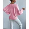 image:imagechouyatou Womens Floral Print Pullover Sweaters Cute Flower Embroidered Batwing Sleeve Loose Fit Cropped Sweater TopPink