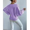 image:imagechouyatou Womens Floral Print Pullover Sweaters Cute Flower Embroidered Batwing Sleeve Loose Fit Cropped Sweater TopPurple