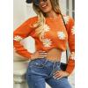 image:imagechouyatou Womens Fuzzy Crewneck Cropped Sweater Cute Daisy Long Sleeve Sweater Pullover Jumper TopsOrange