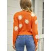 image:imagechouyatou Womens Fuzzy Crewneck Cropped Sweater Cute Daisy Long Sleeve Sweater Pullover Jumper TopsOrange